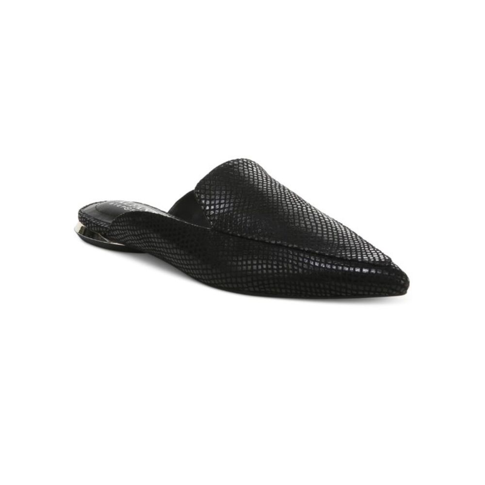 ALFANI Womens Black Patterned Cushioned Serrice Pointy Toe Slip On Mules 5 M